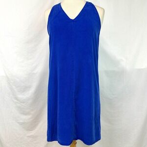 MAVEN WEST Cobalt Blue Halter V Neck Relaxed Boxy Mini Dress Cupro Women's XS
